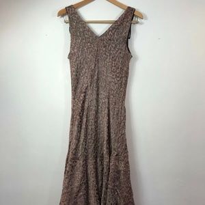 Believe Women's Dress 12 Pink Animal Print Sleeveless V Neck Lined Flare Tiered